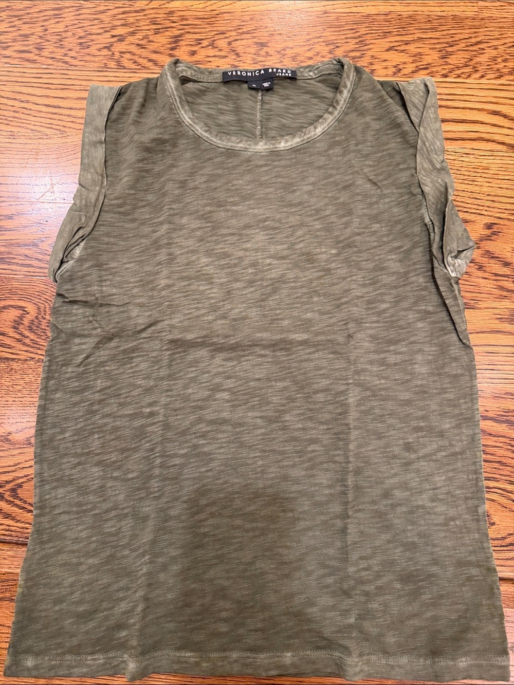 Veronica Beard Olive Slub Knit Sleeveless Tank
